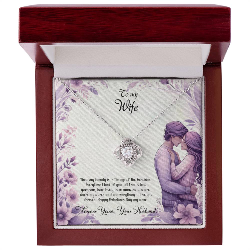 Valentine-st25a Love Knot Necklace, Gift to my Wife with Beautiful Message Card