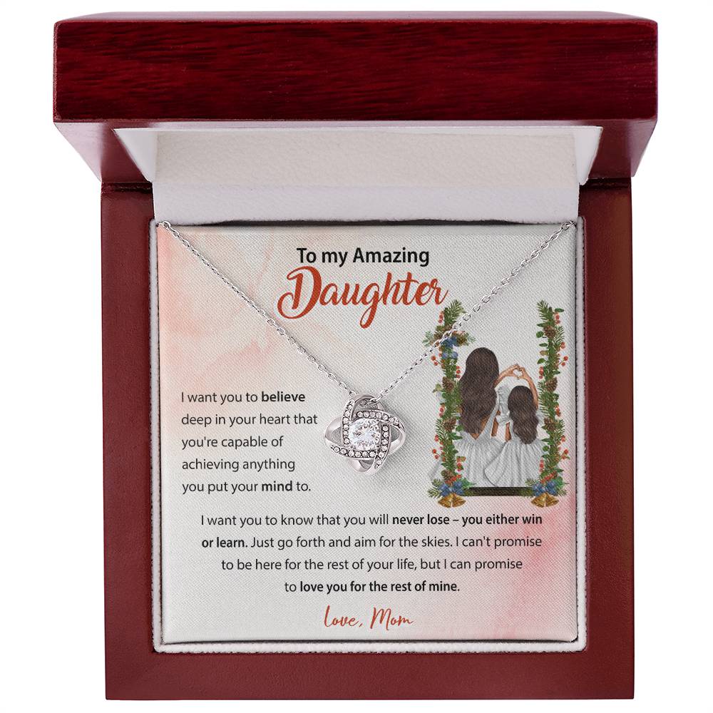 94683c Love Knot Necklace, Gift to my Daughter with Beautiful Message Card