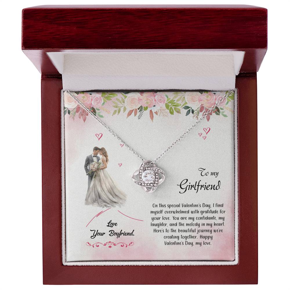 valentine-6c Love Knot Necklace, Gift to my Girlfriend with Beautiful Message Card