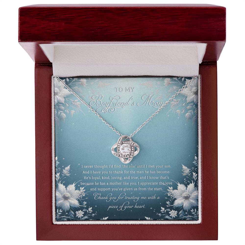 95313c Love Knot Necklace, Gift to my Boyfriend's Mom with Beautiful Message Card