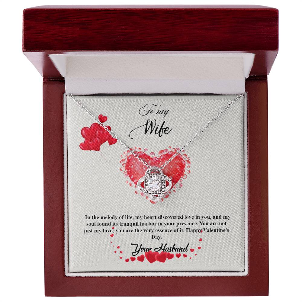 valentine-20a Love Knot Necklace, Gift to my Wife with Beautiful Message Card