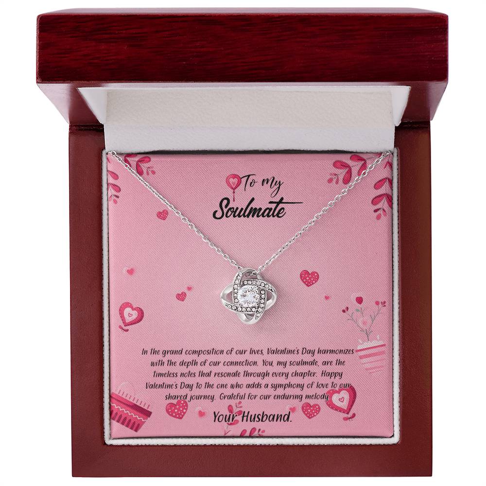 valentine-16b Love Knot Necklace, Gift to My Soulmate with Message card