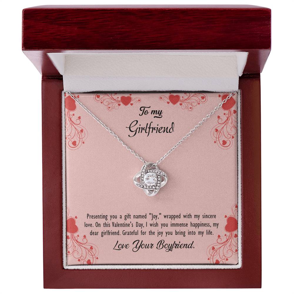 valentine-29c Love Knot Necklace, Gift to my Girlfriend with Beautiful Message Card