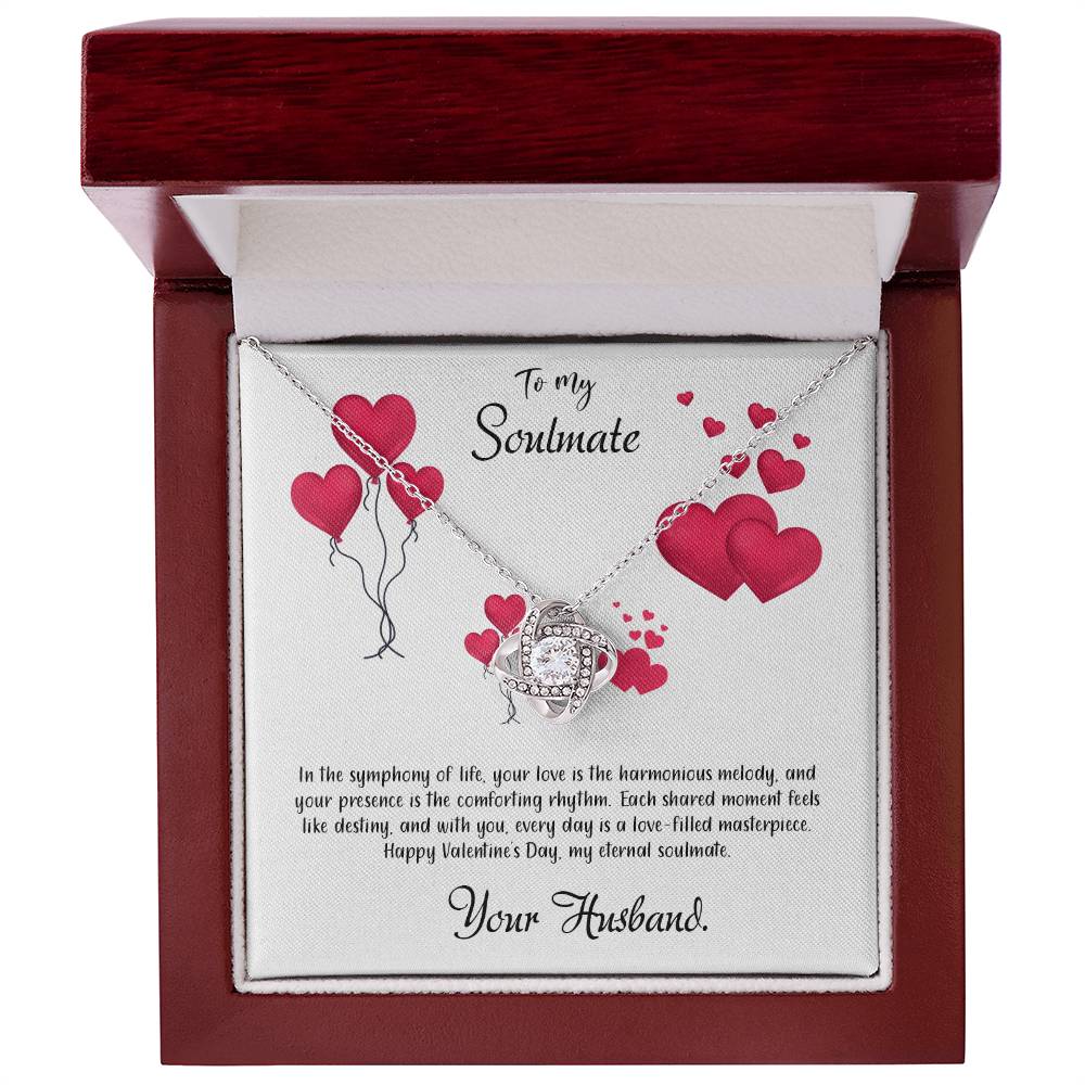 valentine-11b Love Knot Necklace, Gift to My Soulmate with Message card