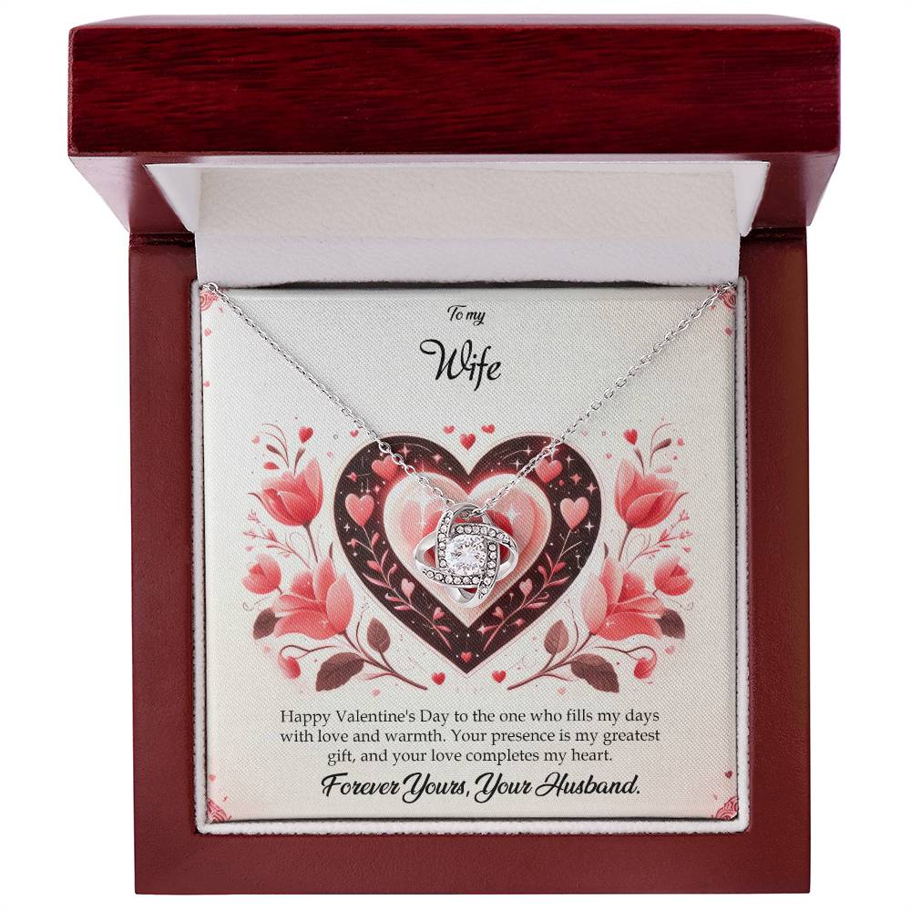 Valentine-st5a Love Knot Necklace, Gift to my Wife with Beautiful Message Card