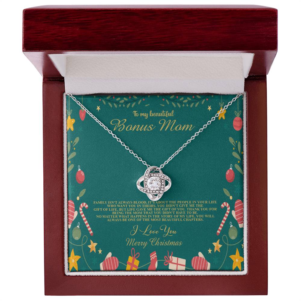 94098c Love Knot Necklace, Gift to my Stepmom with Beautiful Message Card