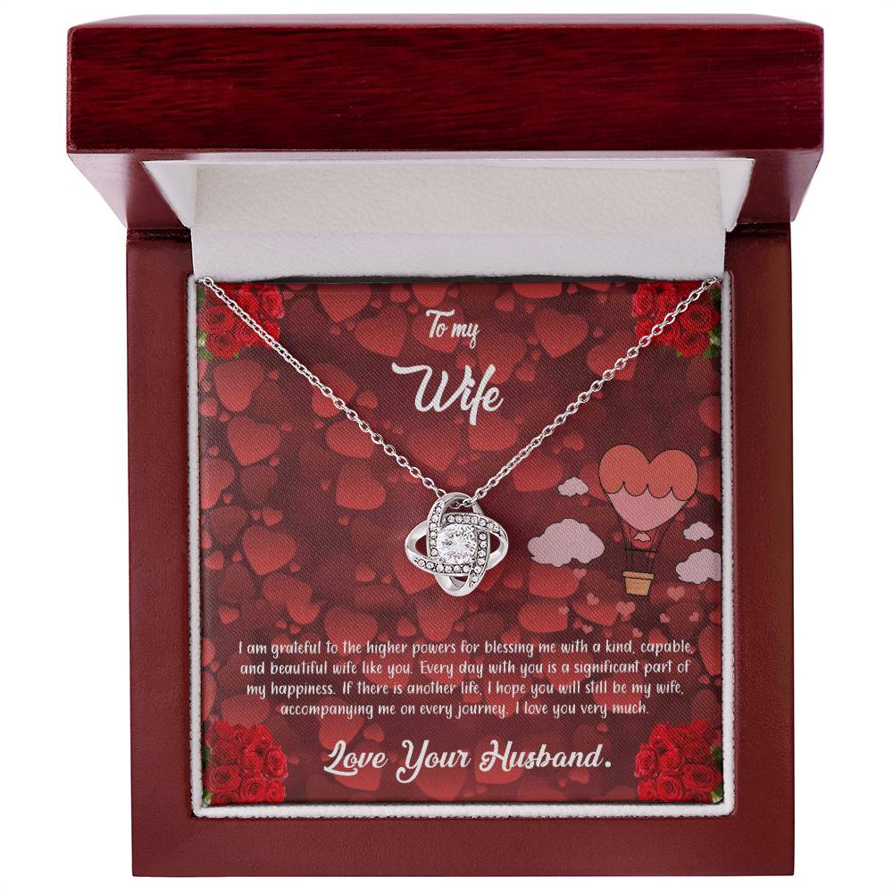 valentine-27a Love Knot Necklace, Gift to my Wife with Beautiful Message Card