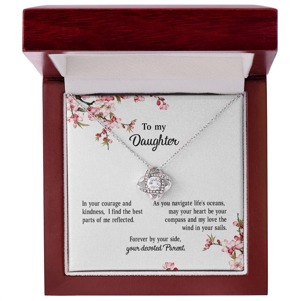 4039a Love Knot Necklace, Gift to my Daughter with Beautiful Message Card