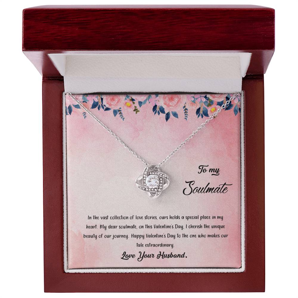 valentine-38b Love Knot Necklace, Gift to My Soulmate with Message card