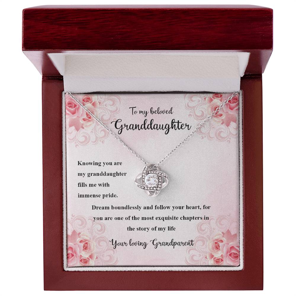 4036a Love Knot Necklace, Gift to My Granddaughter with nice Message Card