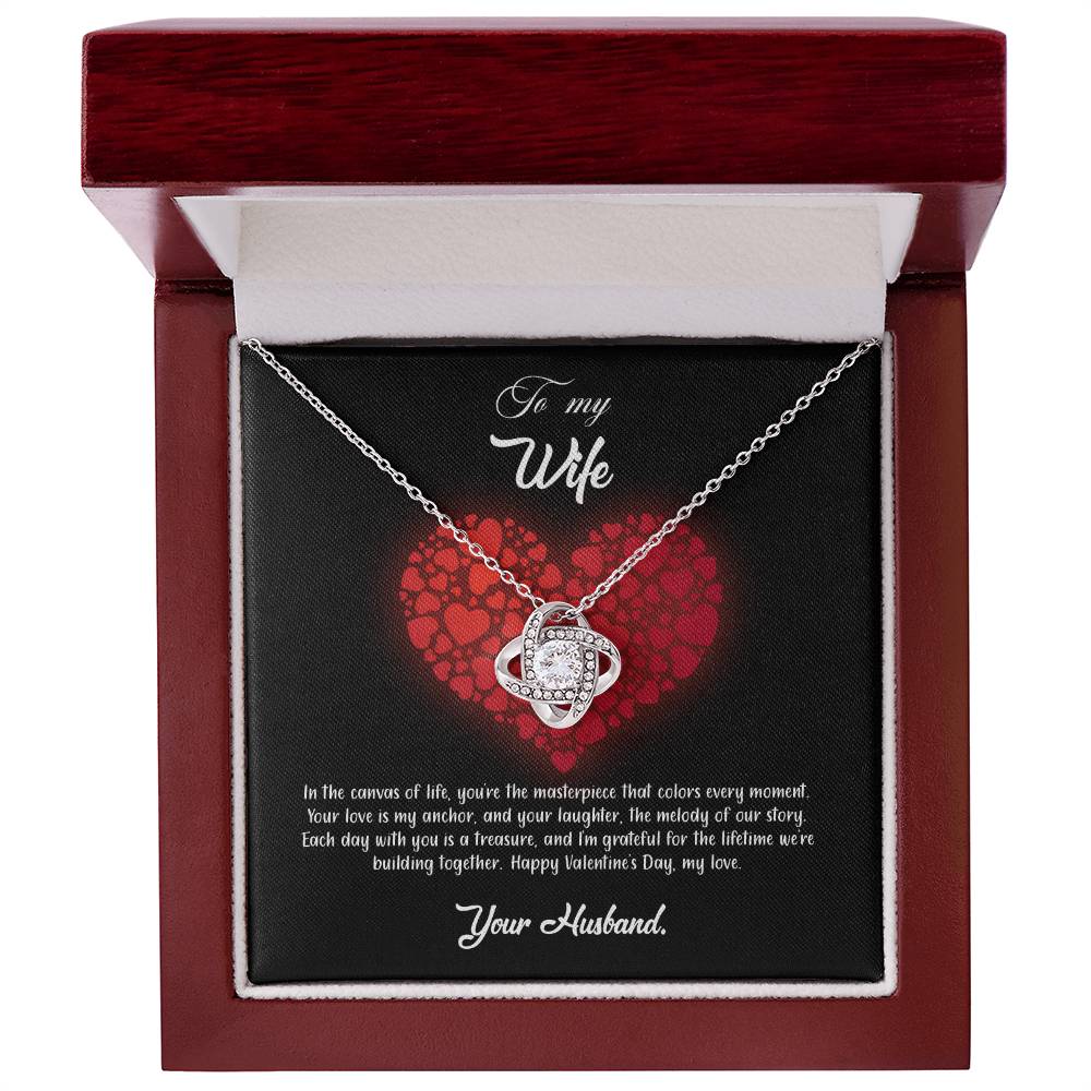 valentine-23a Love Knot Necklace, Gift to my Wife with Beautiful Message Card