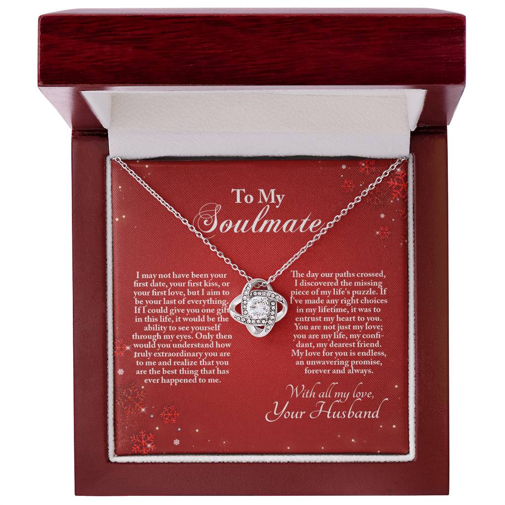 4005b Love Knot Necklace, Gift to My Soulmate with Message card