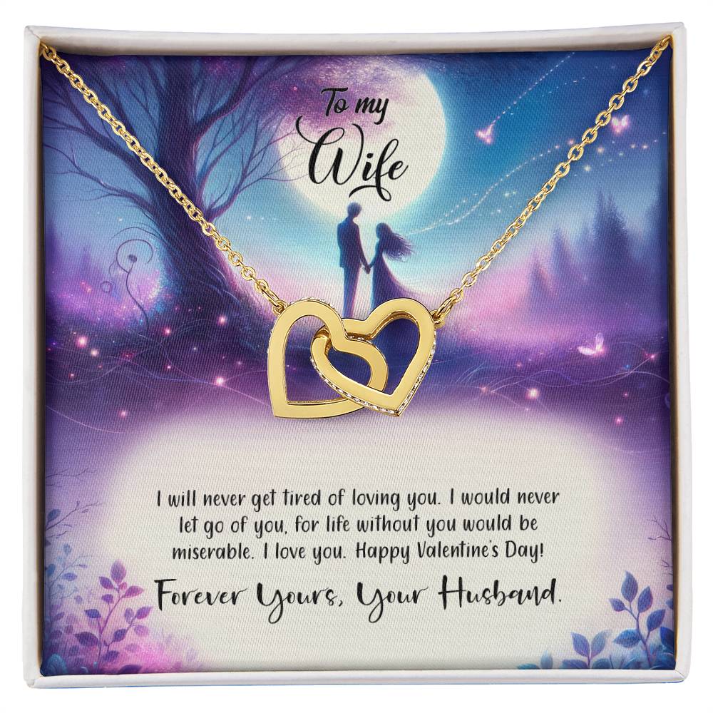 Valentine-st19a Interlocking Hearts Necklace, Gift to my Wife with Beautiful Message Card