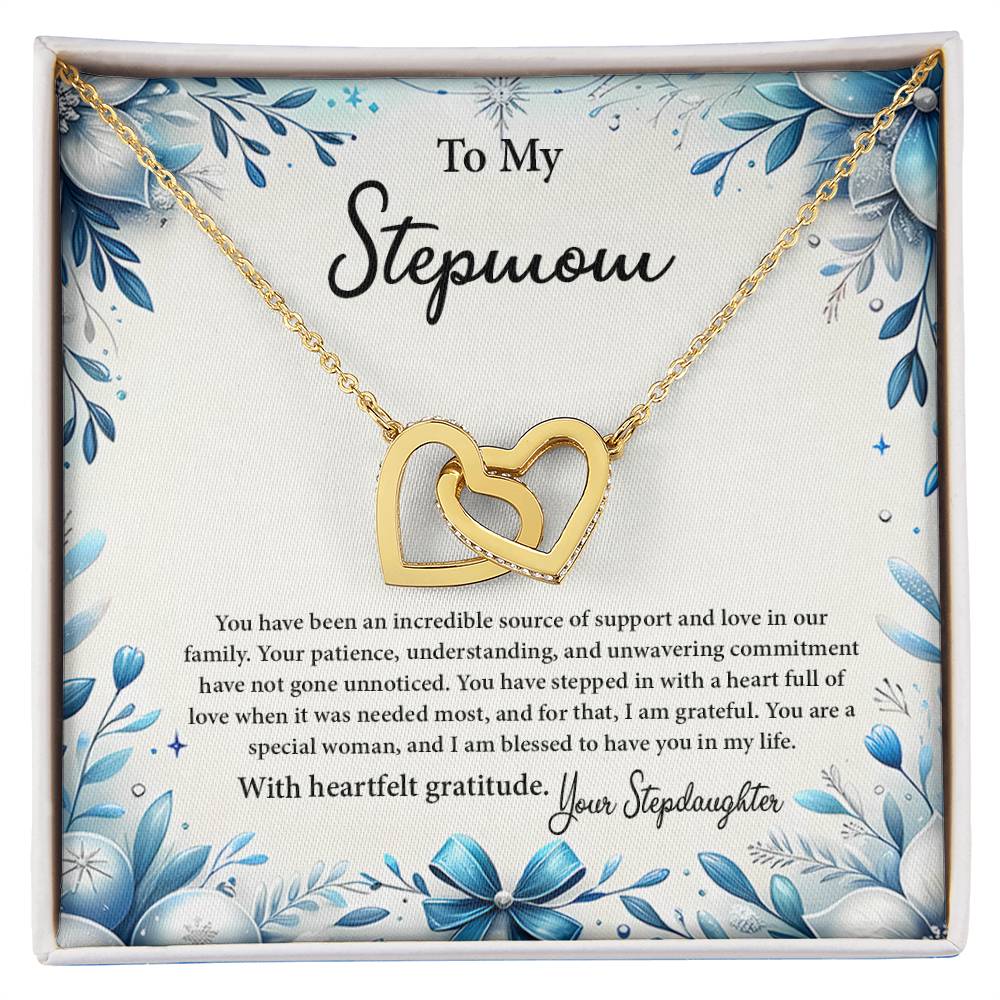 4050b Interlocking Hearts Necklace, Gift to my Stepmom with Beautiful Message Card