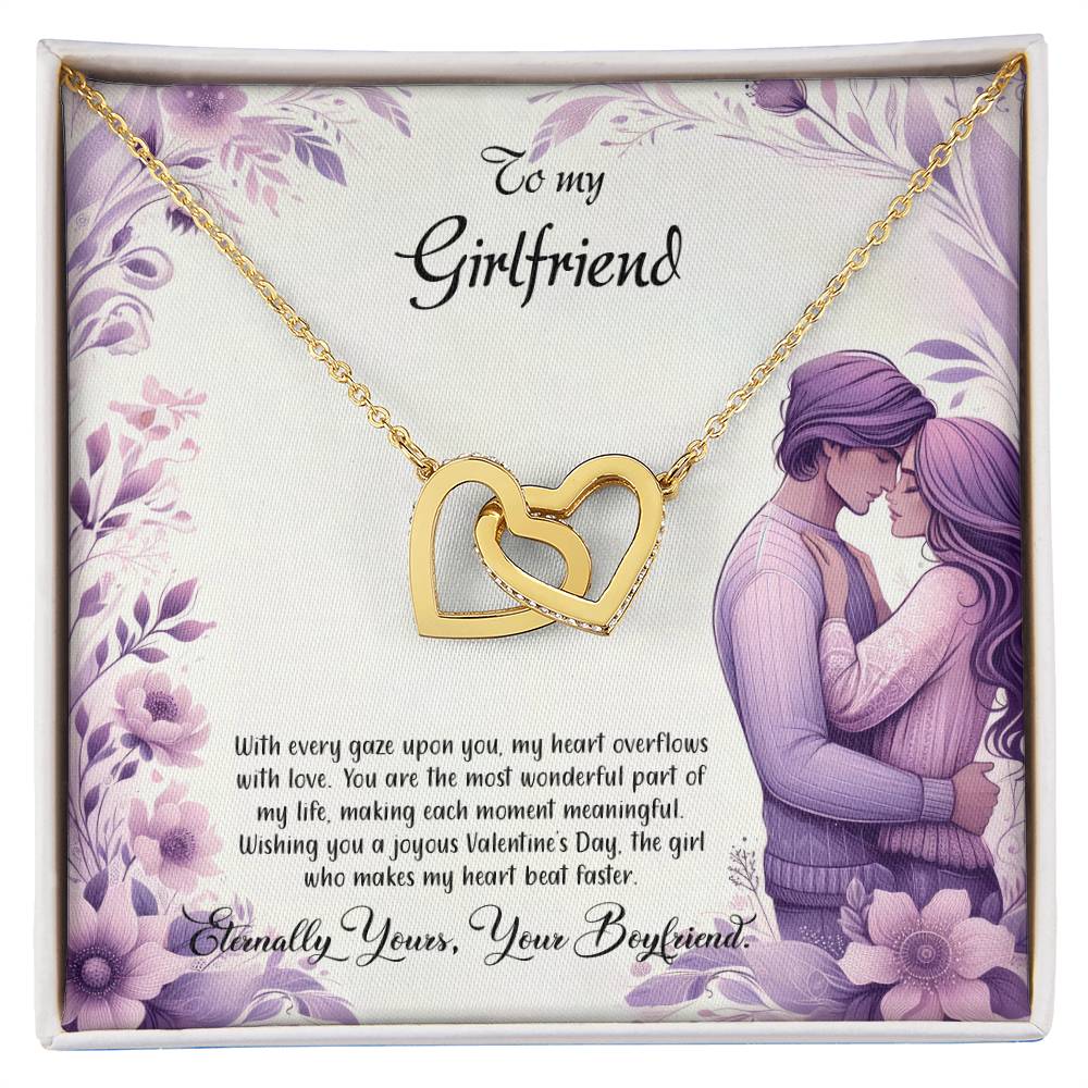 Valentine-st25c Interlocking Hearts Necklace, Gift to my Girlfriend with Beautiful Message Card