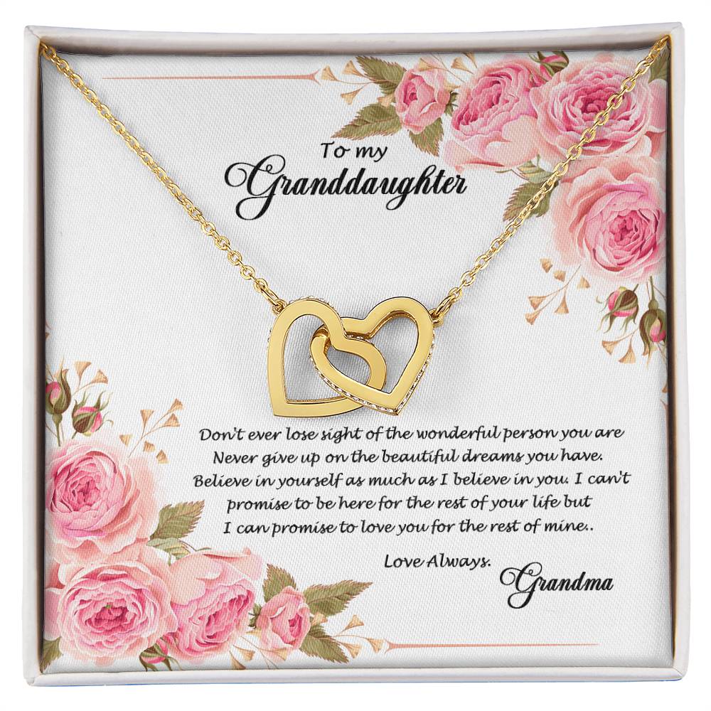 4034 (a) Interlocking Hearts Necklace, Gift to My Granddaughter , with beautiful message card