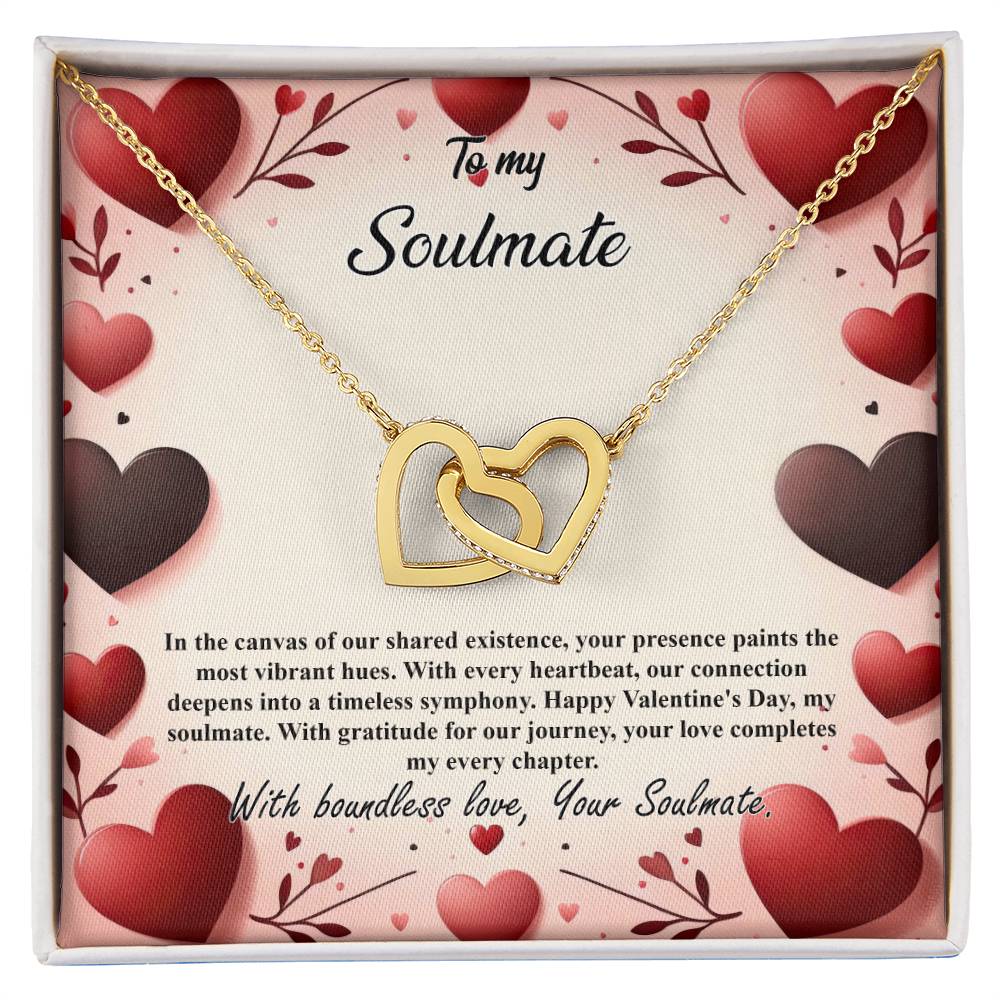 Valentine-st7b Interlocking Hearts neck, Gift to My Soulmate with Message Card