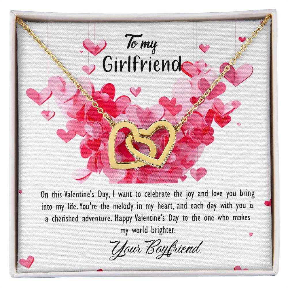 valentine-26c Interlocking Hearts Necklace, Gift to my Girlfriend with Beautiful Message Card