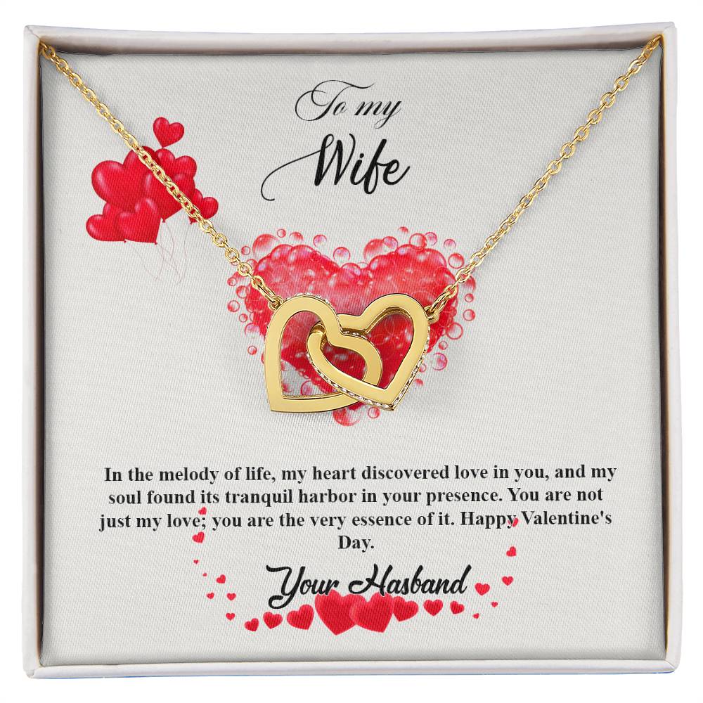 valentine-20a Interlocking Hearts Necklace, Gift to my Wife with Beautiful Message Card