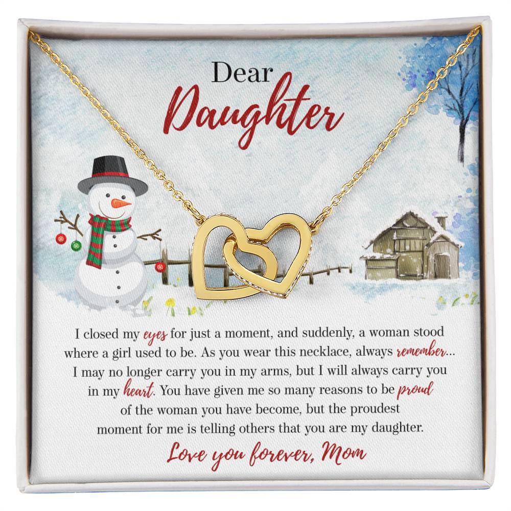 94386b Interlocking Hearts Necklace, Gift to my Daughter with Beautiful Message Card