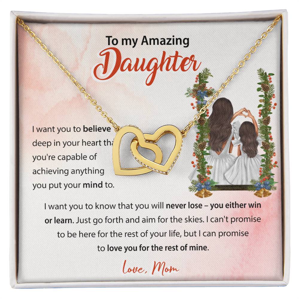 94683c Interlocking Hearts Necklace, Gift to my Daughter with Beautiful Message Card