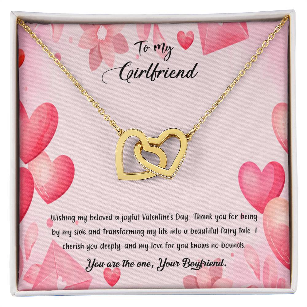 valentine-37c Interlocking Hearts Necklace, Gift to my Girlfriend with Beautiful Message Card