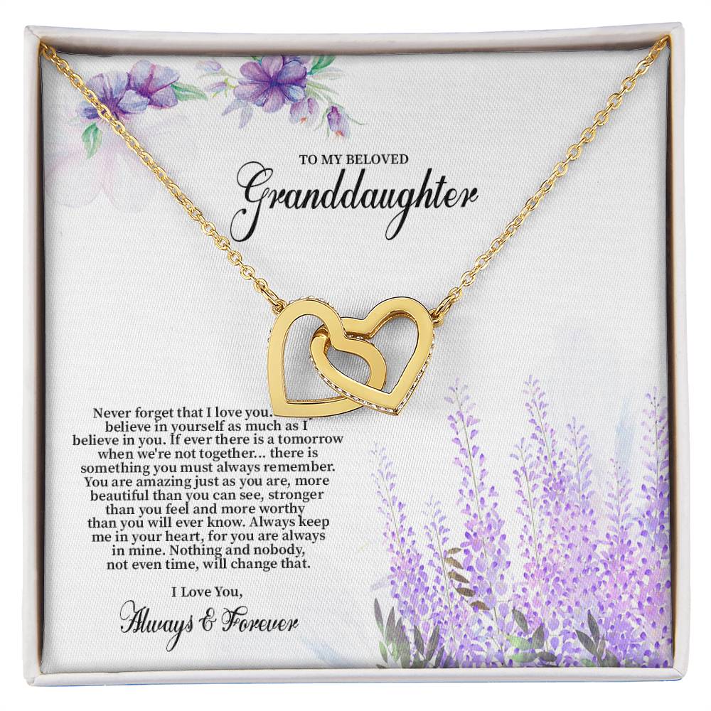 4030 (b) Interlocking Hearts Necklace, Gift to My Granddaughter , with beautiful message card