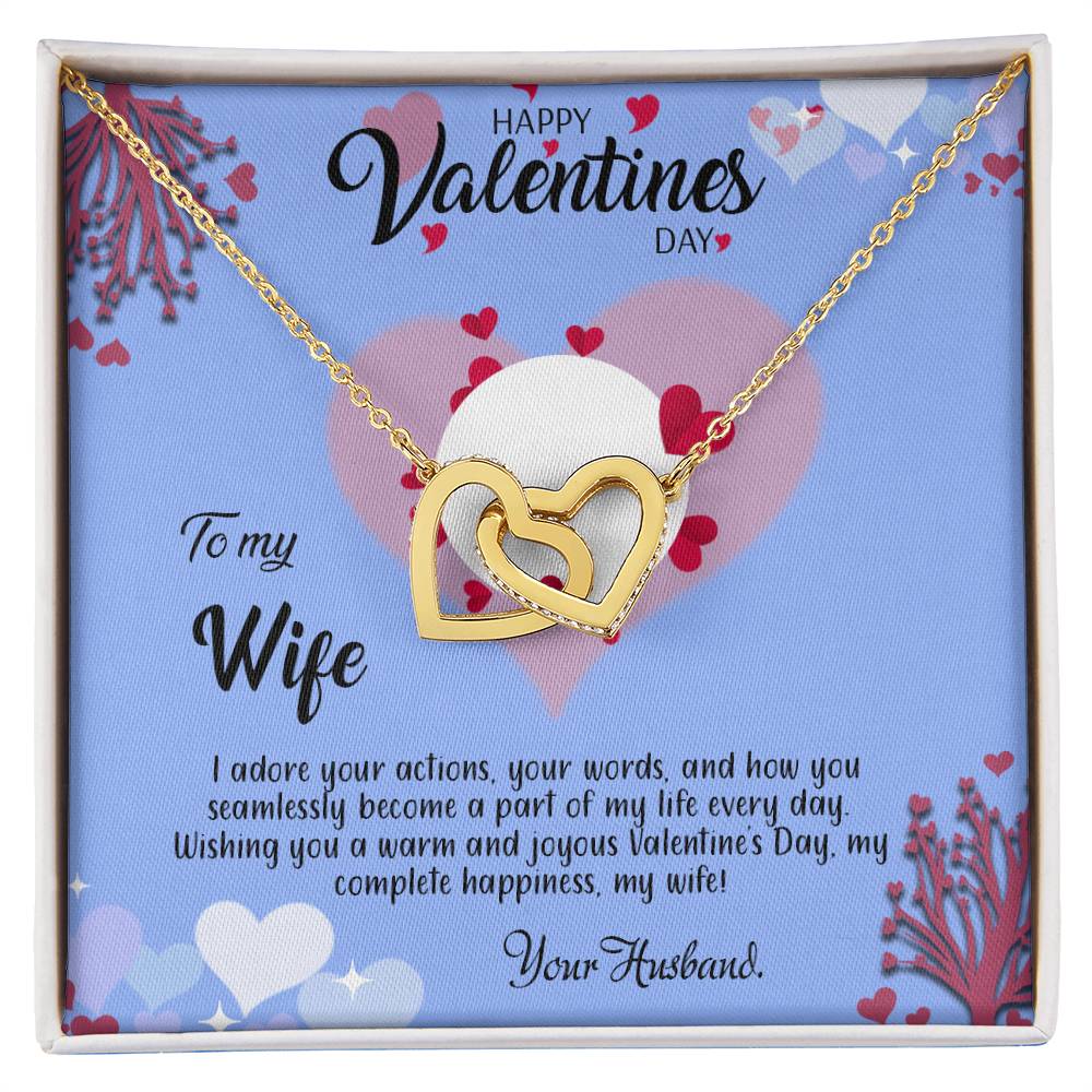 valentine-30a Interlocking Hearts Necklace, Gift to my Wife with Beautiful Message Card