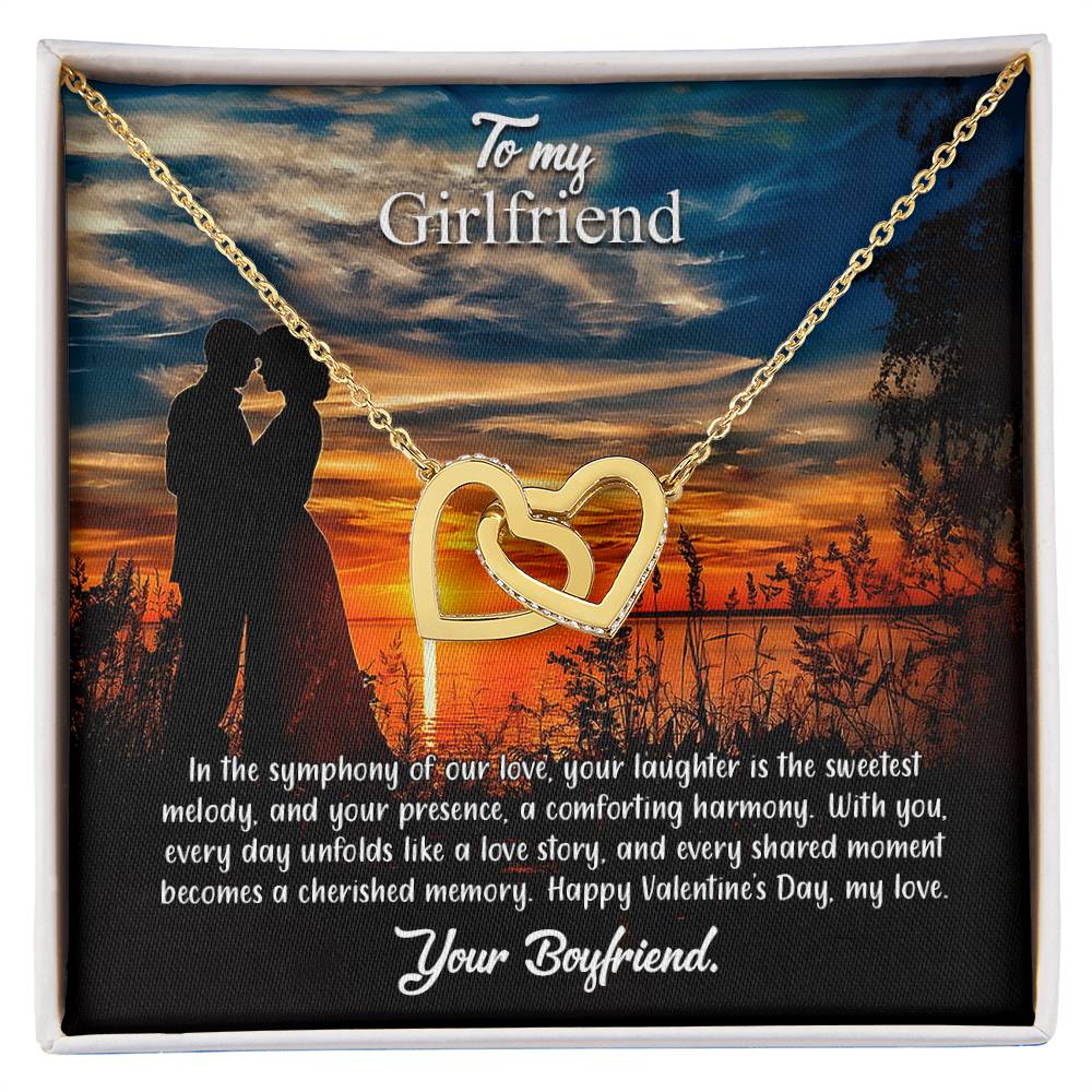 valentine-3c Interlocking Hearts Necklace, Gift to my Girlfriend with Beautiful Message Card