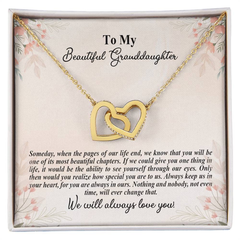 4025d Interlocking Hearts Necklace, Gift to My Granddaughter , with beautiful message card