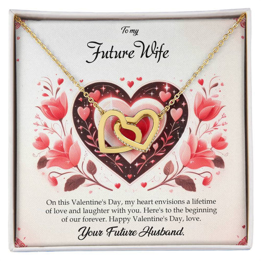 Valentine-st5d Interlocking Hearts Necklace, Gift to my Future Wife with Beautiful Message Card