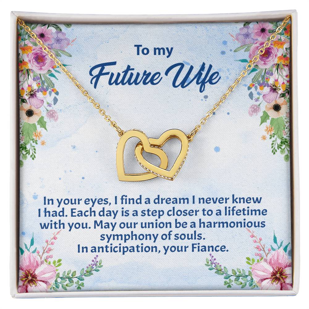 4038c Interlocking Hearts Necklace, Gift to my Future Wife with Beautiful Message Card