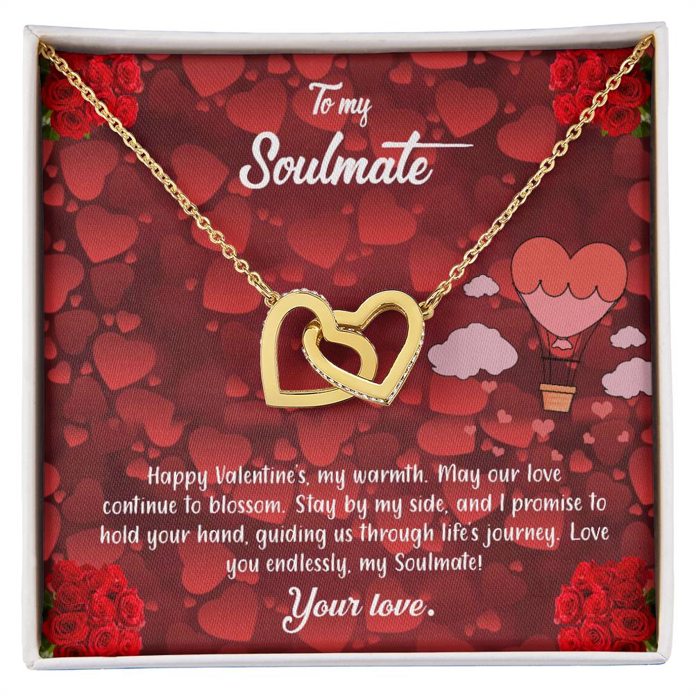 valentine-27b Interlocking Hearts neck, Gift to My Soulmate with Message Card