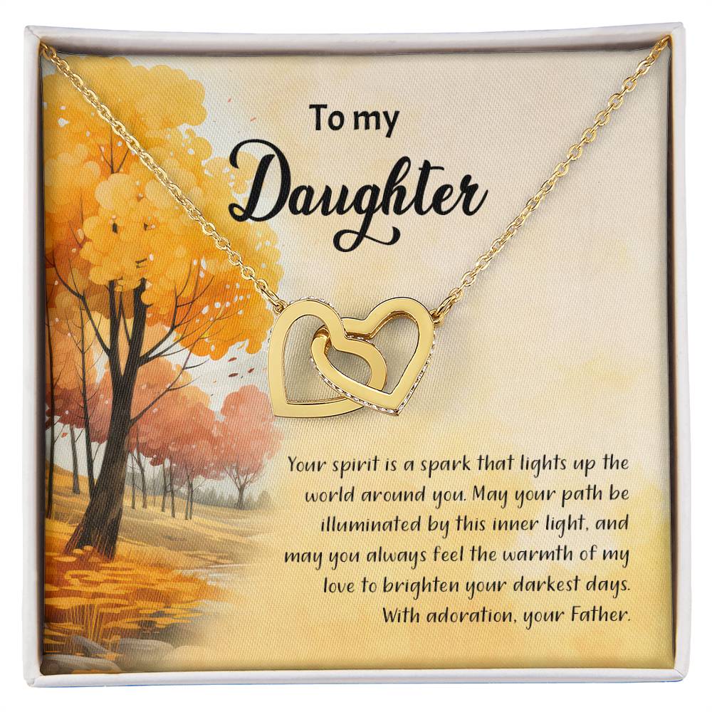 4041a Interlocking Hearts Necklace, Gift to my Daughter with Beautiful Message Card