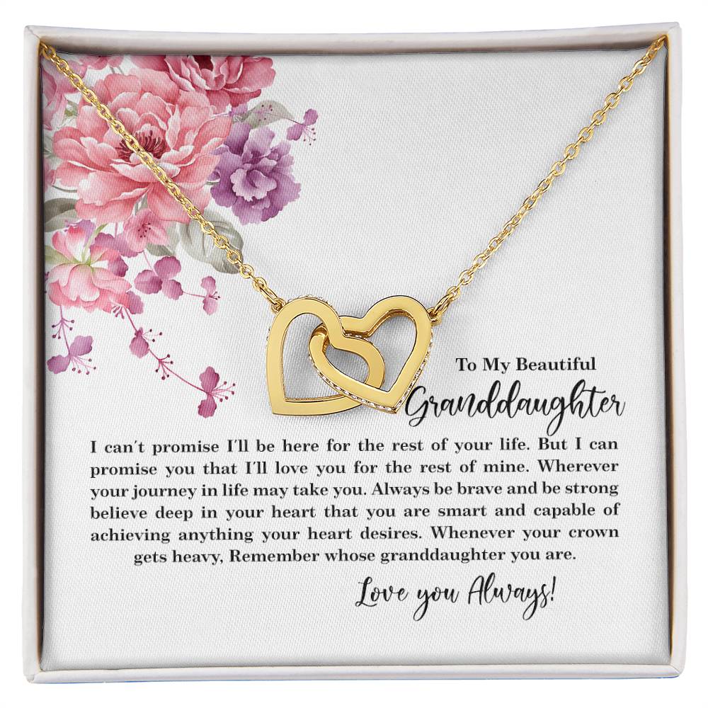 4027c Interlocking Hearts Necklace, Gift to My Granddaughter , with beautiful message card