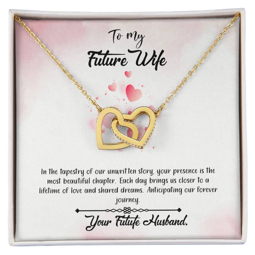 valentine-12d Interlocking Hearts Necklace, Gift to my Future Wife with Beautiful Message Card