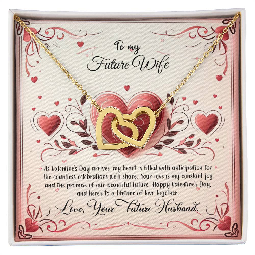 Valentine-st12d Interlocking Hearts Necklace, Gift to my Future Wife with Beautiful Message Card