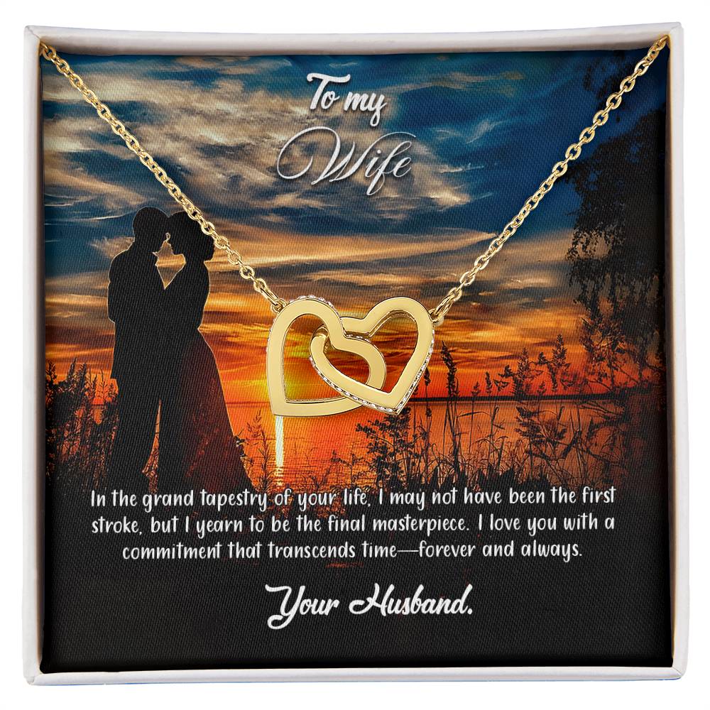 valentine-3a Interlocking Hearts Necklace, Gift to my Wife with Beautiful Message Card