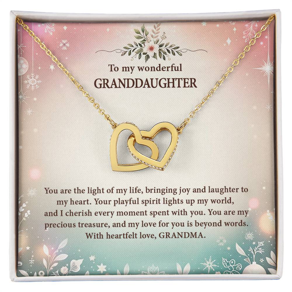 4057a Interlocking Hearts Necklace, Gift to My Granddaughter , with beautiful message card