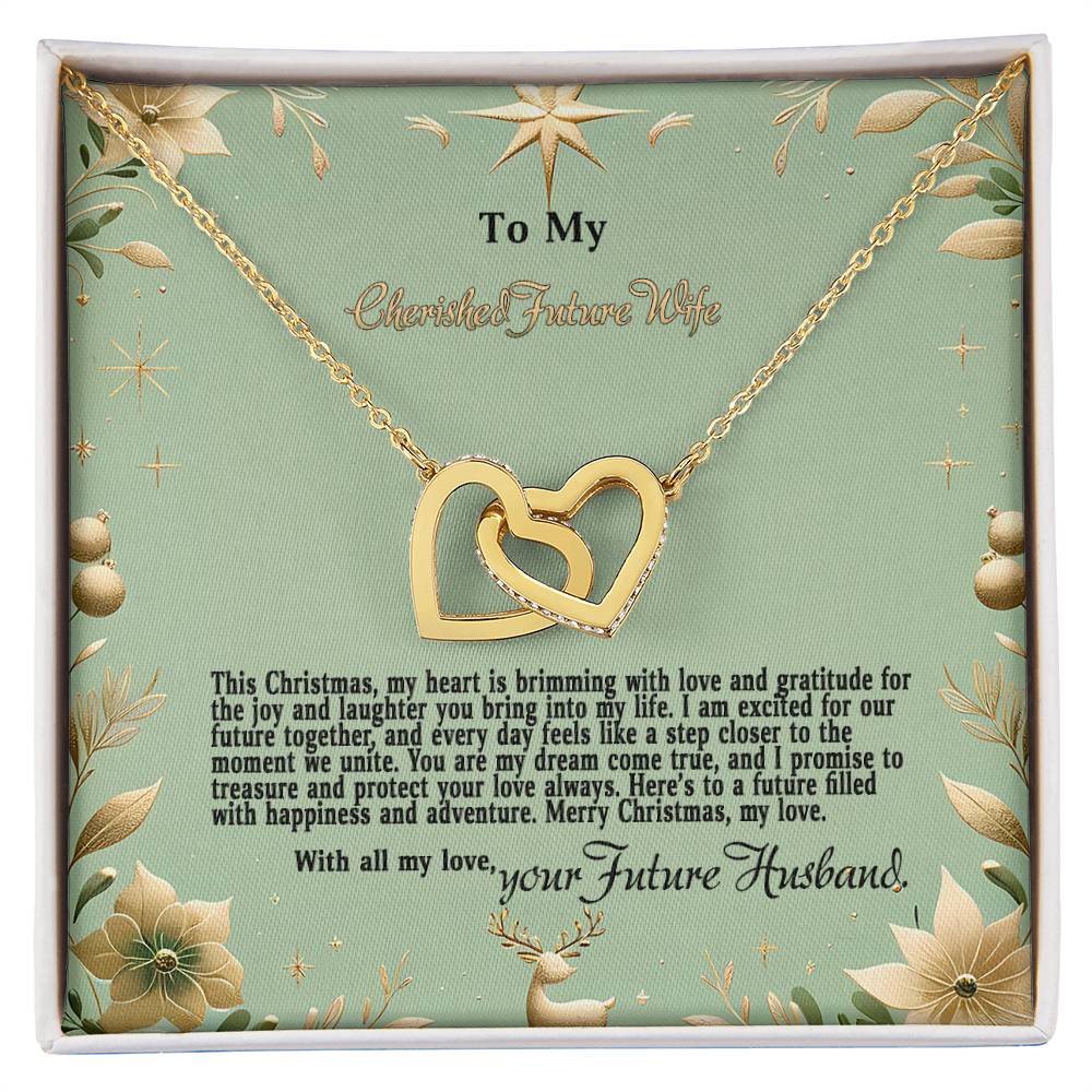 4047c Interlocking Hearts Necklace, Gift to my Future Wife with Beautiful Message Card