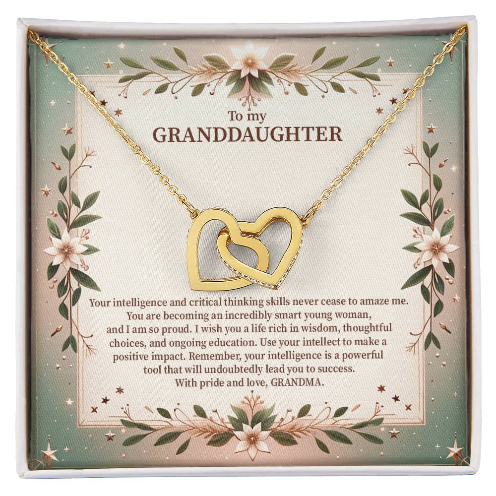 4049a Interlocking Hearts Necklace, Gift to My Granddaughter , with beautiful message card