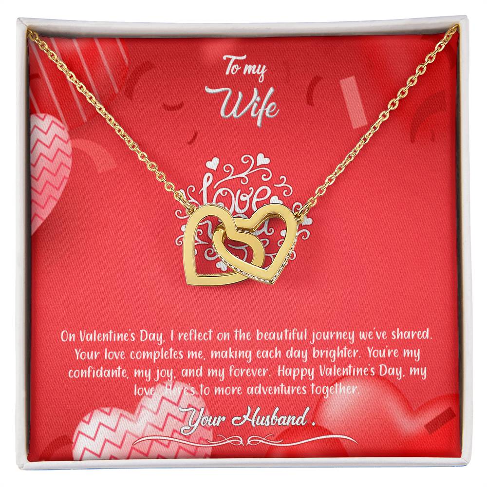 valentine-4a Interlocking Hearts Necklace, Gift to my Wife with Beautiful Message Card