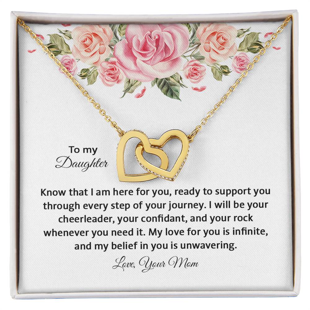 4031e Interlocking Hearts neck, Gift to my Daughter with Beautiful Message Card