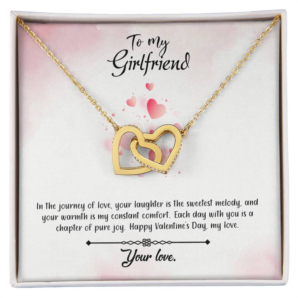 valentine-12c Interlocking Hearts Necklace, Gift to my Girlfriend with Beautiful Message Card