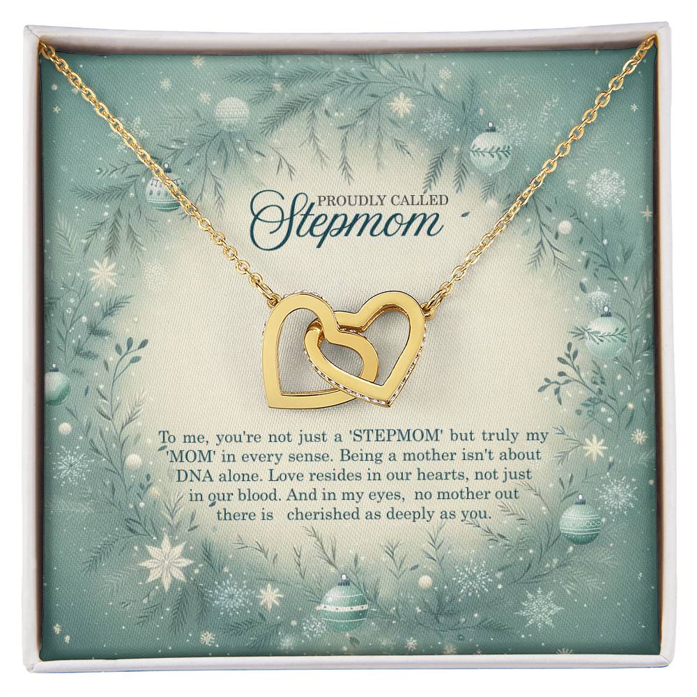 95320 b Interlocking Hearts Necklace, Gift to my Stepmom with Beautiful Message Card