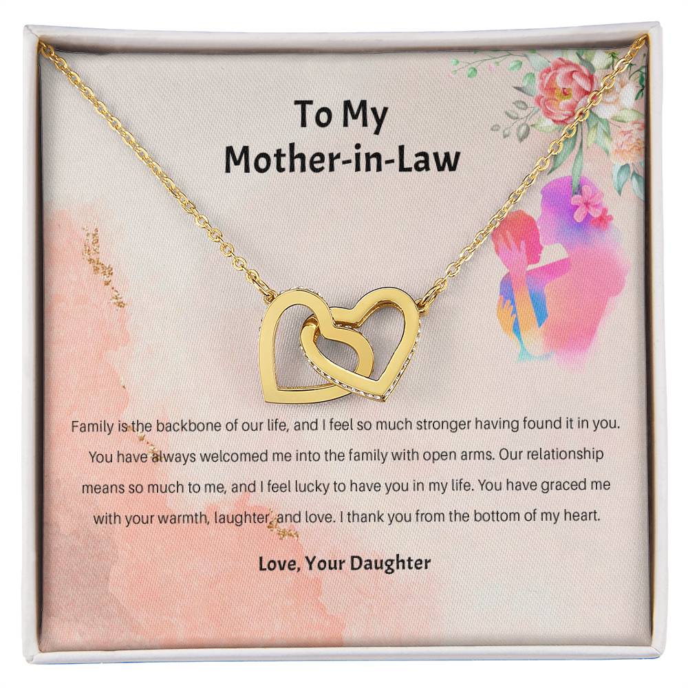 94689b Interlocking Hearts Necklace, Gift to my Stepmom with Beautiful Message Card