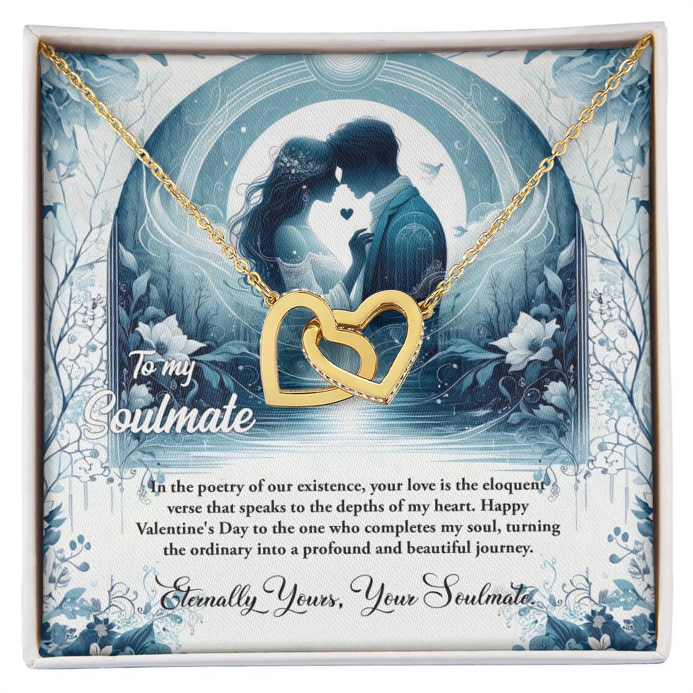 Valentine-st30b Interlocking Hearts neck, Gift to My Soulmate with Message Card