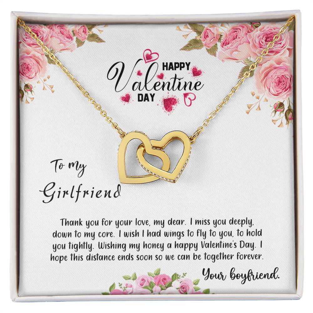 valentine-31c Interlocking Hearts Necklace, Gift to my Girlfriend with Beautiful Message Card