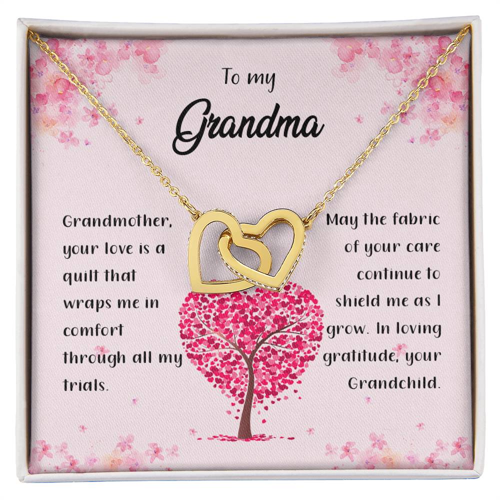 4042a Interlocking Hearts Necklace, Gift to my Grandma with Beautiful Message Card