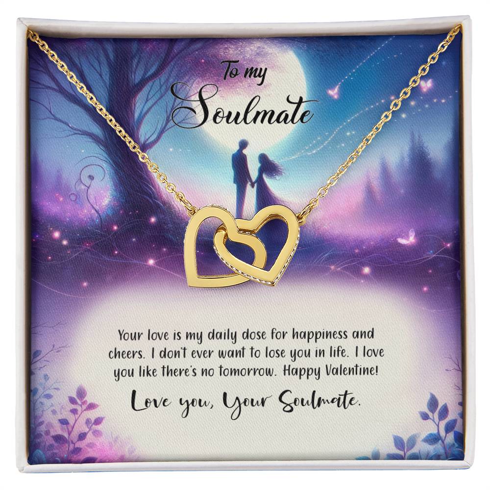 Valentine-st19b Interlocking Hearts neck, Gift to My Soulmate with Message Card